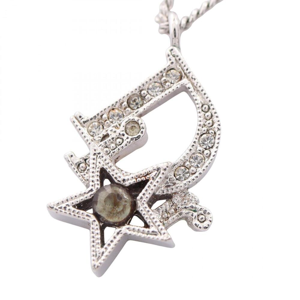 Christian Dior Dior Logo Star Necklace, Metal Rhinestone Jewelry, Women's, Si...